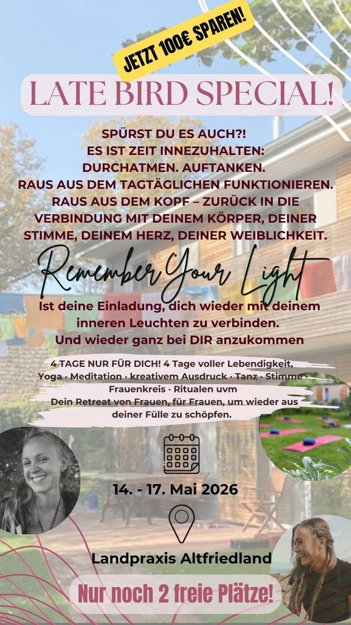 Special Offer für die letzten beiden Frauen Retreat Plätze!