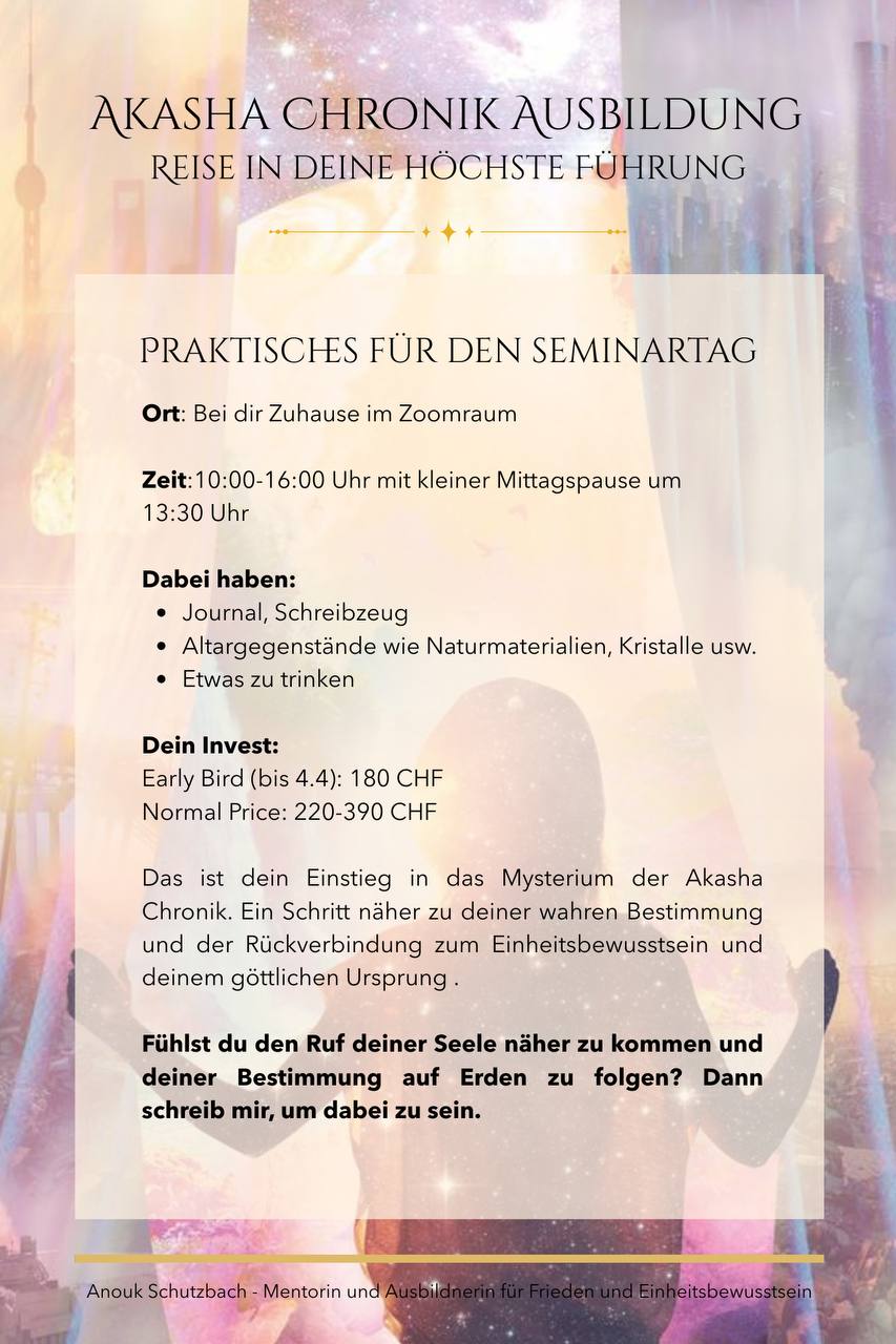 Liebe Seele 🤍 Von Herzen lade ich dich ein zum Akasha Chronik Einführungsseminar