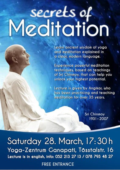 For all english speaking friends: This Saturday we offer a free meditation class