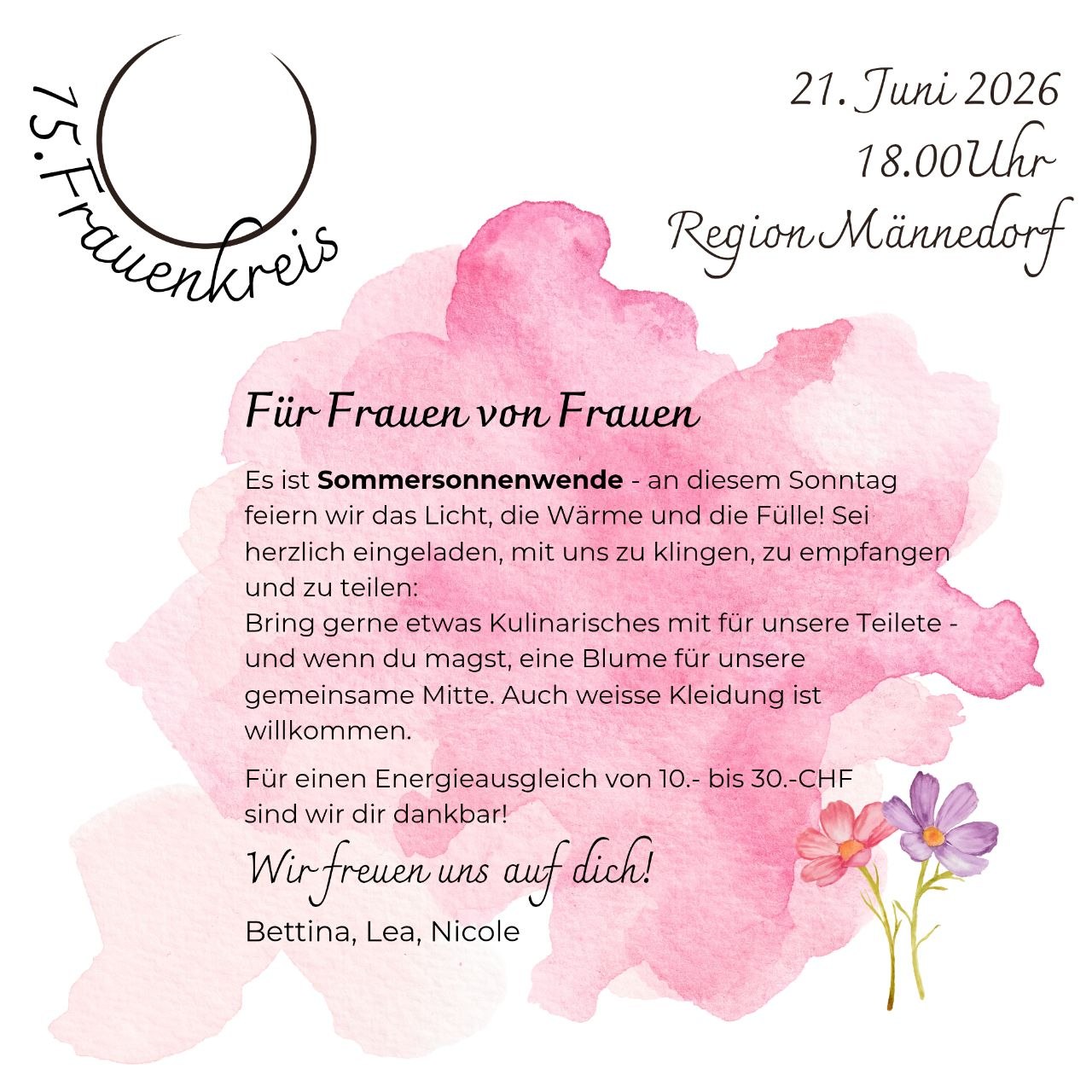 Für spontane Seelen🌸 Anmeldung bitte bis heute Abend direkt bei mir!
