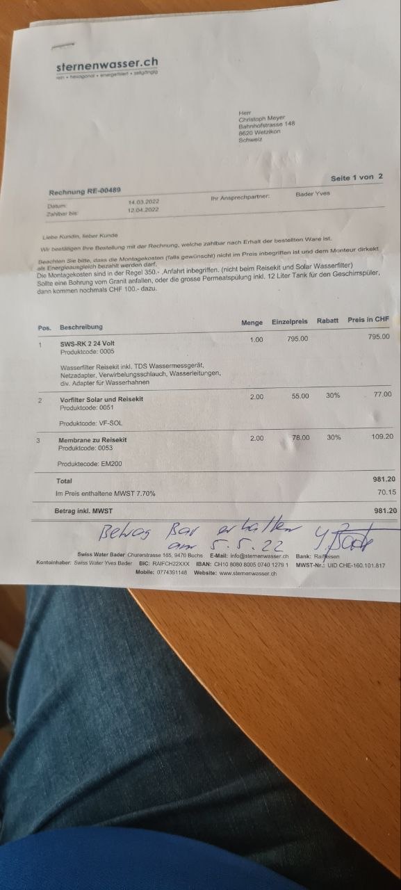 Ich verkaufe meinen SWS Wasserfilter Reisekit inklusive 2 Vorfilter und zwei Mem
