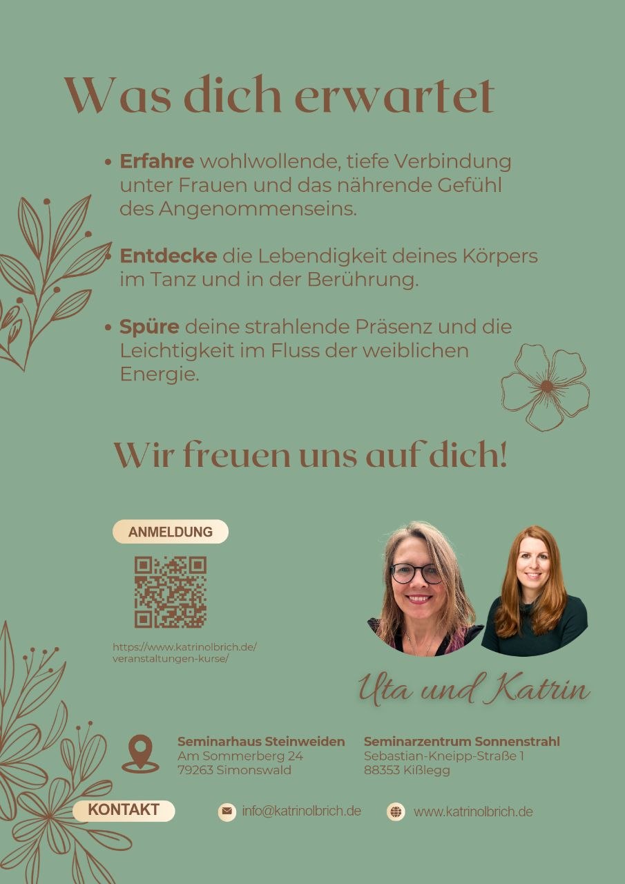 Ihr Lieben, wir haben ein tolles Seminar für Frauen kreiert,  um wieder bei uns 