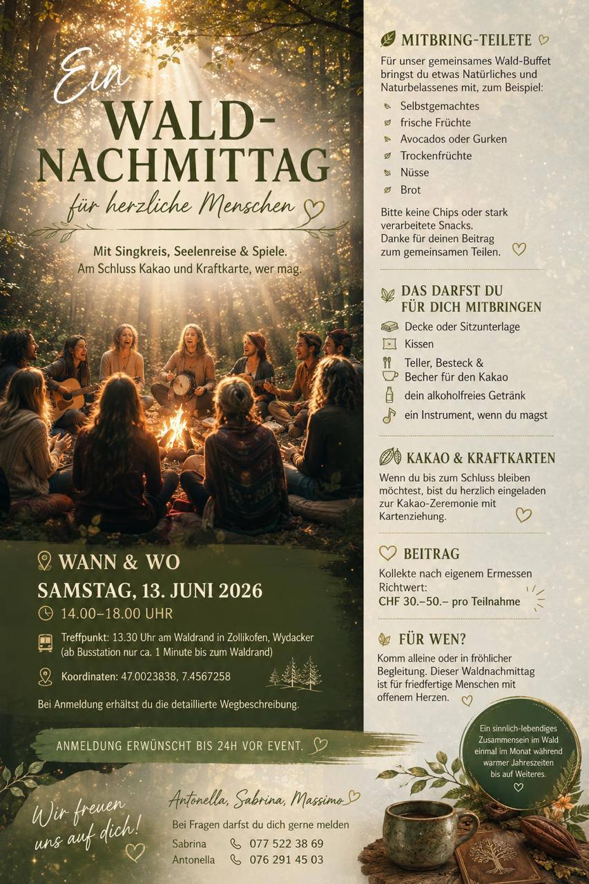 Willkommen im Wald mit Kakao-Zeremonie, Singen, Kartenlegung und Teilete.