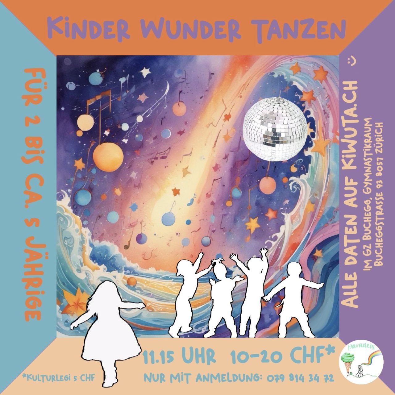 Am Ostermontag 6. April ist wieder Kinder Wunder Tanzen im GZ Buchegg!