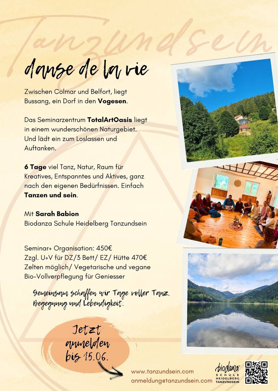 Biodanza Urlaub mit Sarah in den Vogesen - vom 30.08-04.09.26 in wunderschöner k