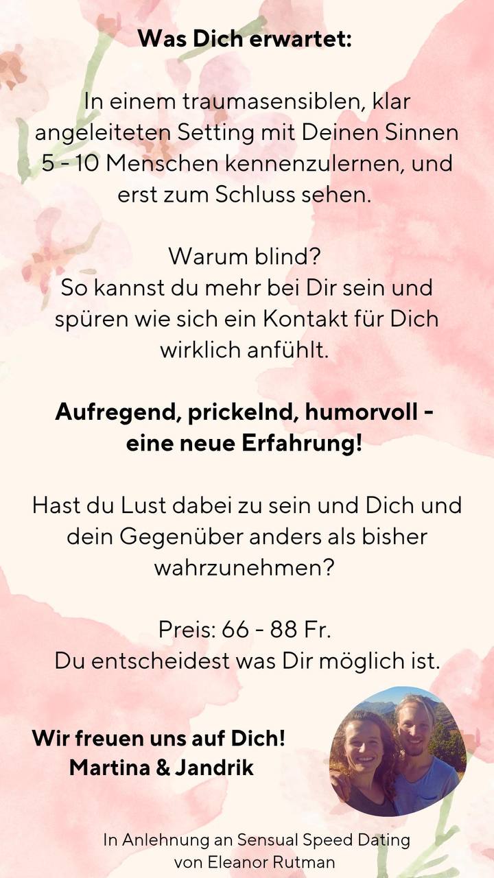 Keine Dating-App, kein Swipen, kein erster Eindruck über Fotos.