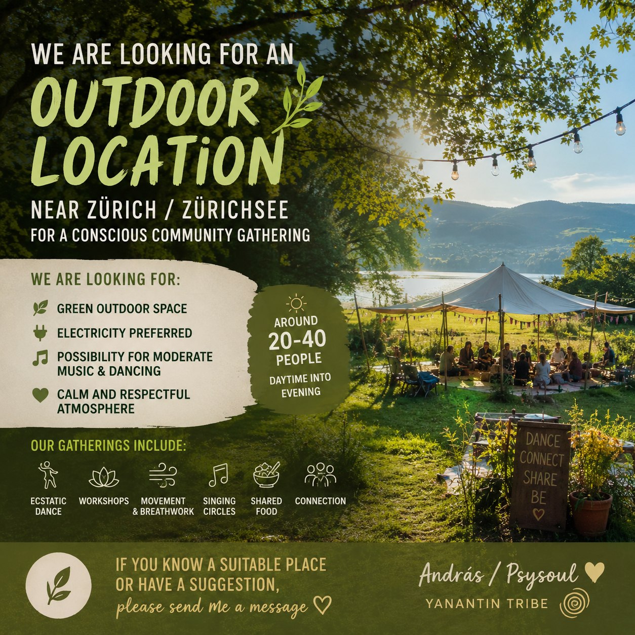 We are looking for a beautiful outdoor location near Zürich / Zürichsee for a co