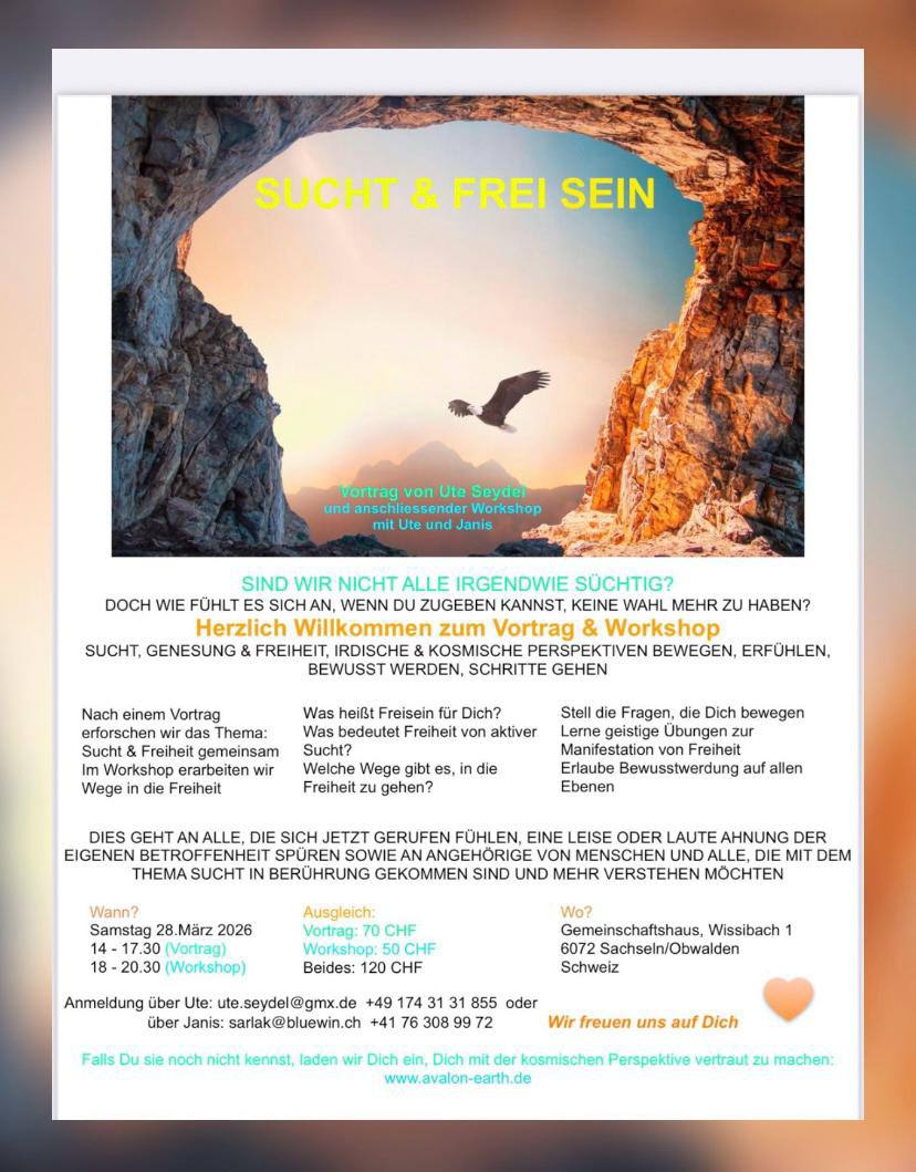 das Thema Sucht mit Einbezug der Betrachtung aus Kosmischer Perspektive und die 