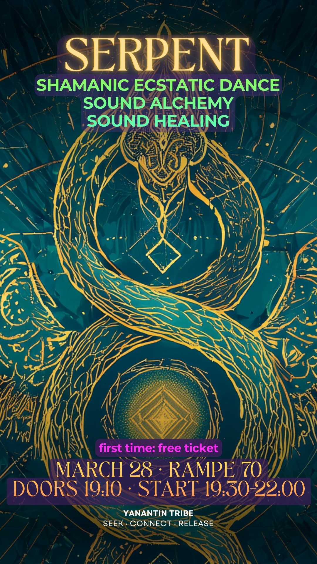 Saturday — Ecstatic Dance · Serpent Edition · Sound Alchemy & Sound Healing 🐍