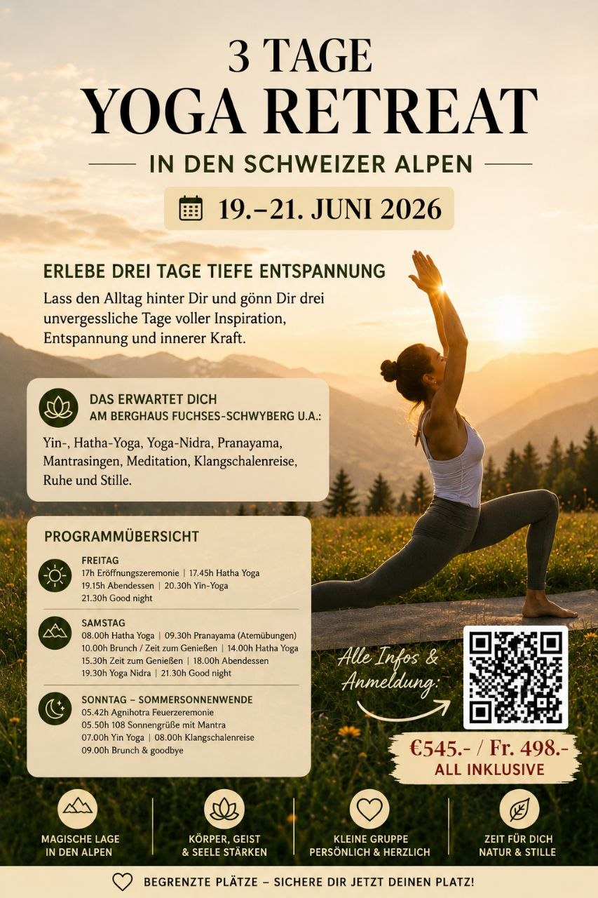 Gemeinsam erleben wir drei besondere Tage voller Yoga, Meditation, Atemarbeit, K