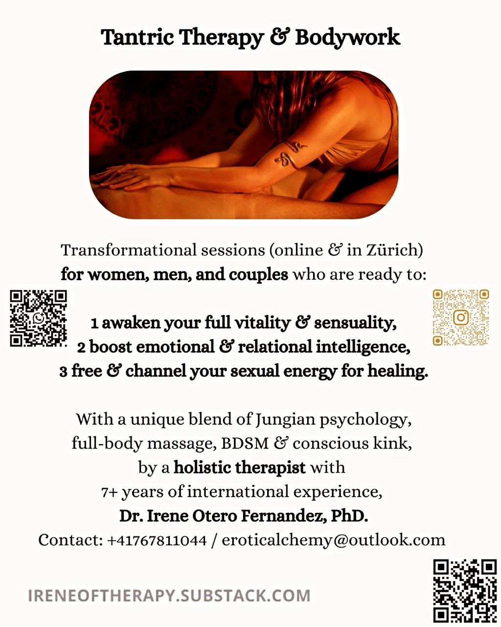 Hi there, I'm a holist therapist & tantric facilitator, new to Zürich. I'm looki