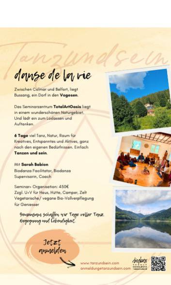 Biodanza Urlaub mit Sarah in den Vogesen vom 30.08. - 04.09.2026