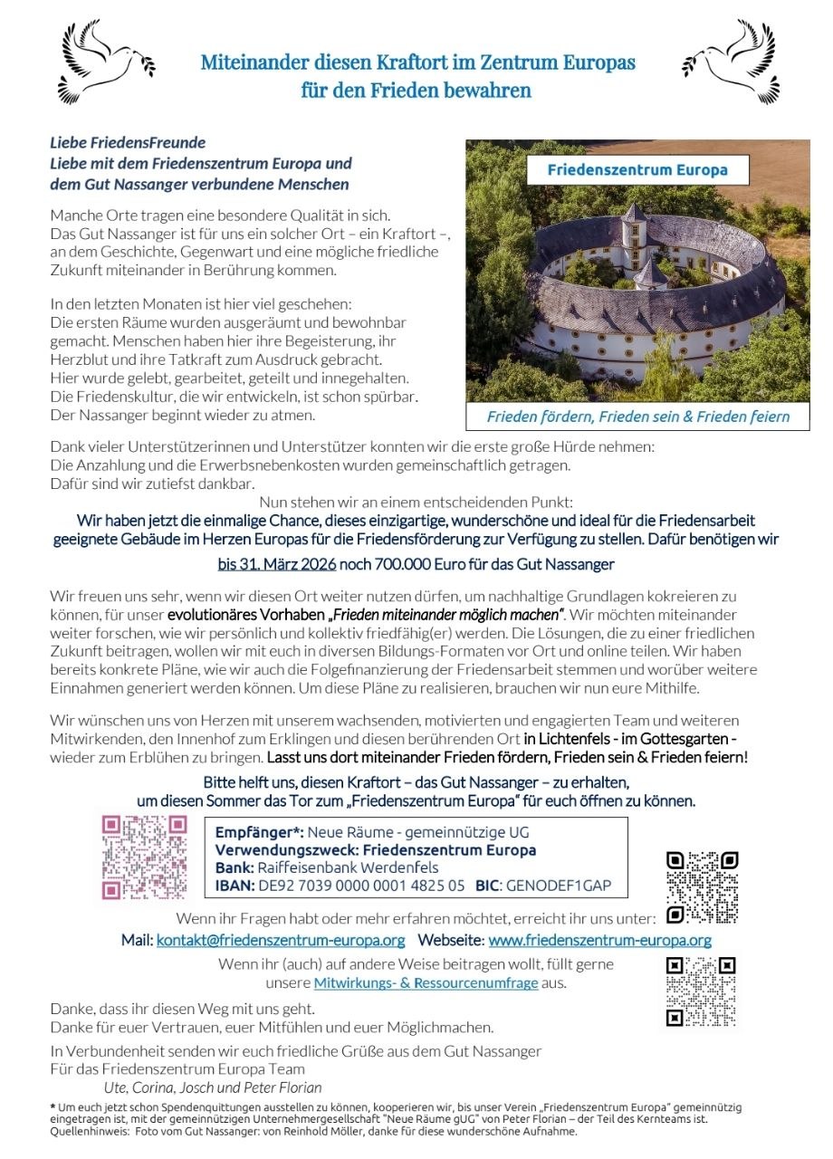 Liebe FriedensFreunde,