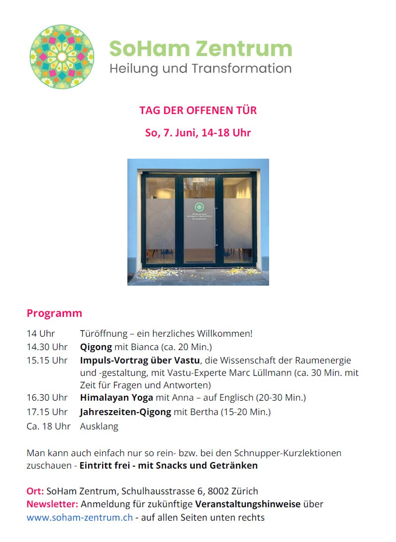 Nachmittag der offenen Tür am So, 7. Juni, 14-18 Uhr