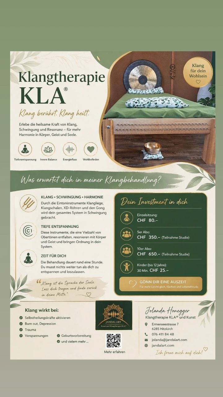 Im Moment führe ich eine Studie zur Klangtherapie. Darum hast du die Möglichkeit
