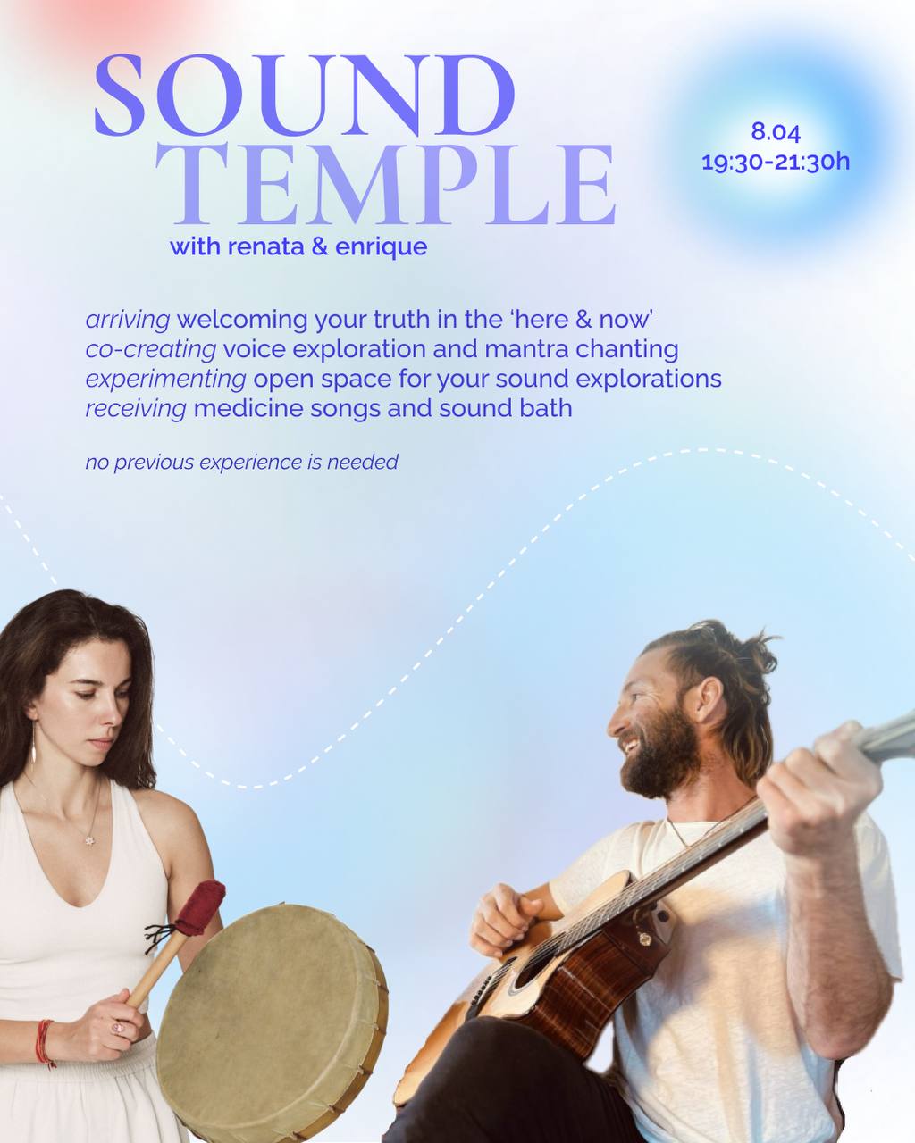 Join us with Enrique from Costa Rica for the Sound Temple 8.04 19:30 at Sanapurn